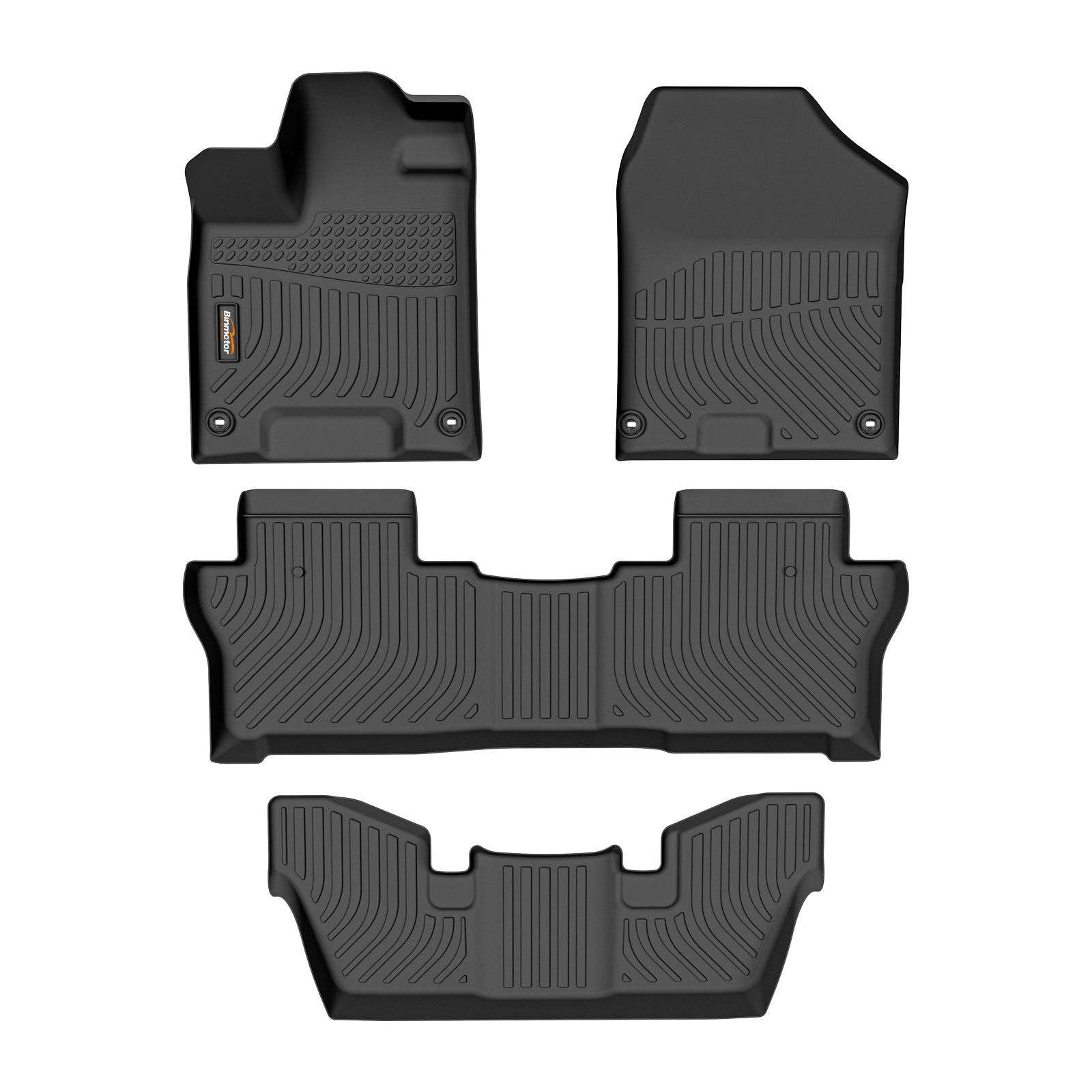 Binmotor All Weather Floor Mats for Honda Pilot 7 Passenger 1st & 2nd & 3rd Row Full Set, Heavy Duty Car Floor Liners