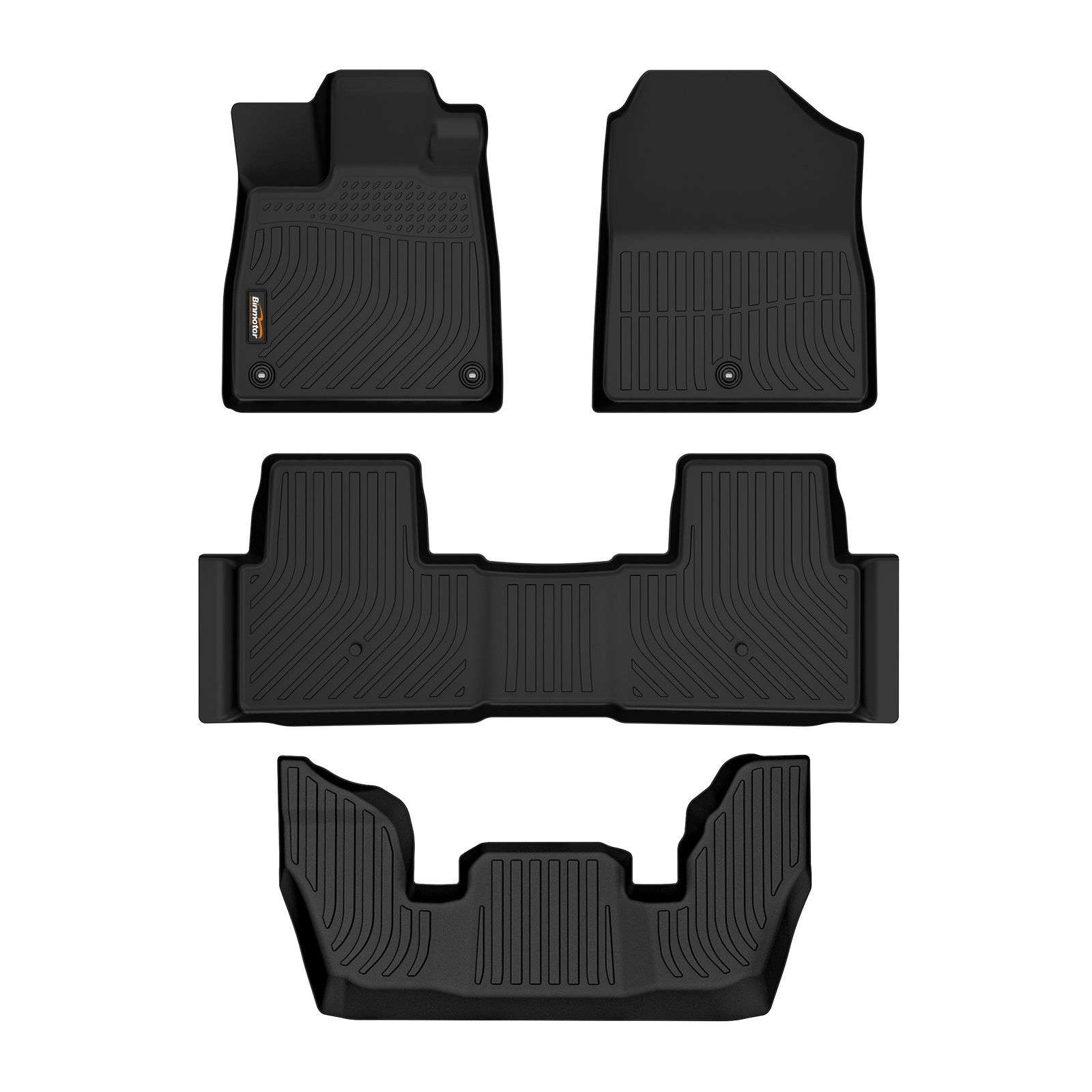 Binmotor-All Weather Floor Mats for Honda Pilot丨 1st & 2nd & 3rd Row Full Set, Heavy Duty Car Floor Liners（compatible year 2023-2024）