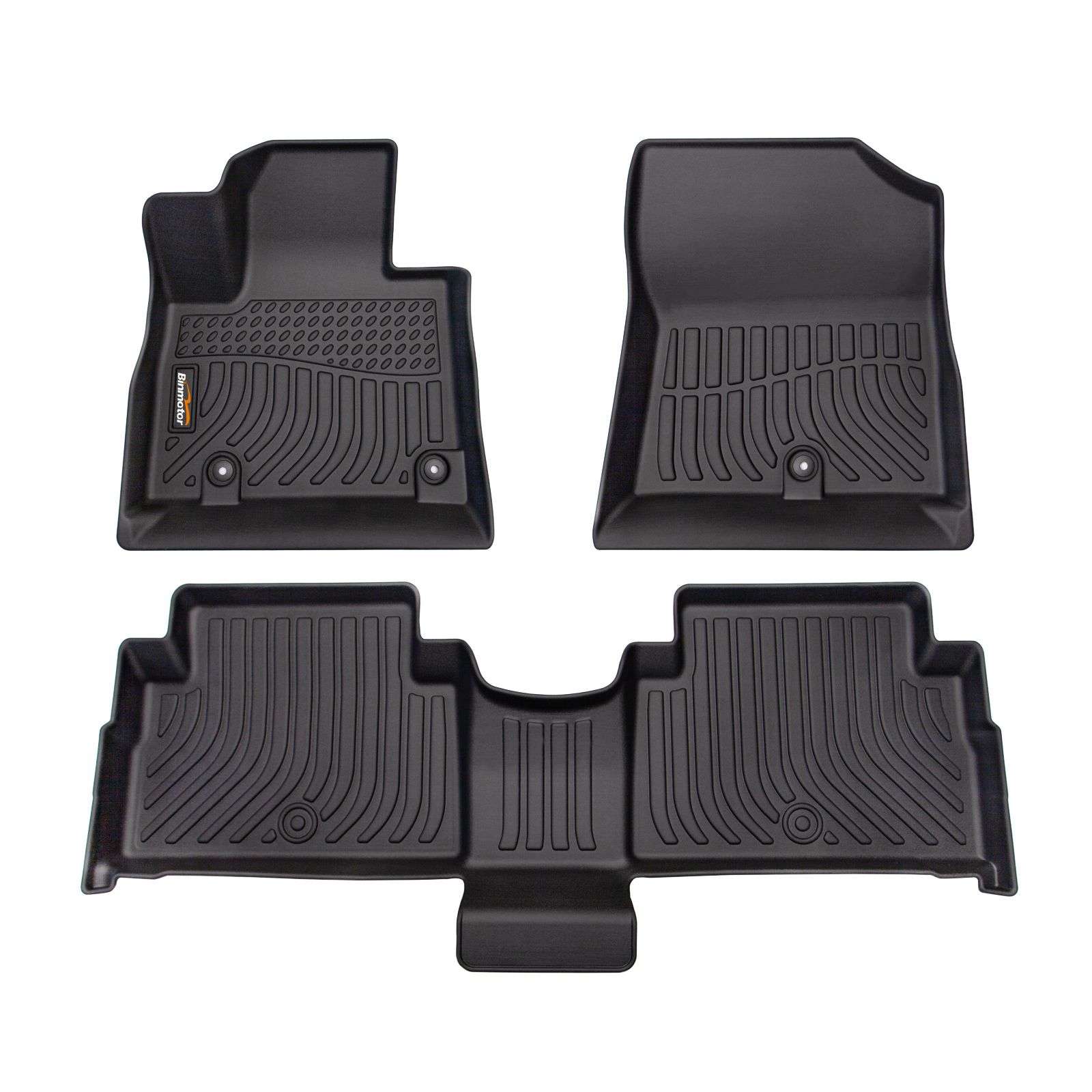 Binmotor-Floor Mats All Weather Floor Mats for Hyundai Santa Fe Plug-In Hybrid, 1st & 2nd Row Full Set, Heavy Duty Car Floor Liners-Black Santa Fe Hybrid（compatible year 2022-2023）