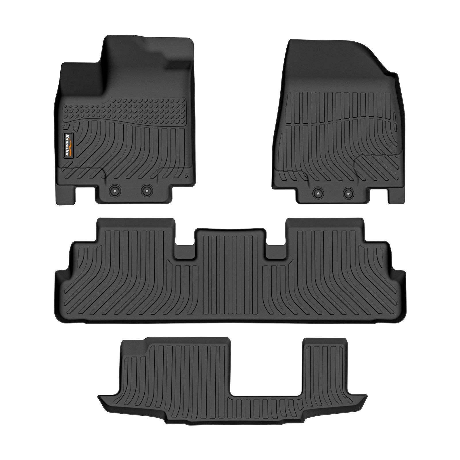 Binmotor-Floor Mats for Nissan Pathfinder 8 Passenger, 1st & 2nd & 3rd Row Full Set, Heavy Duty Car Floor Liners-Black Pathfinder Accessories（compatible year 2022-2024）