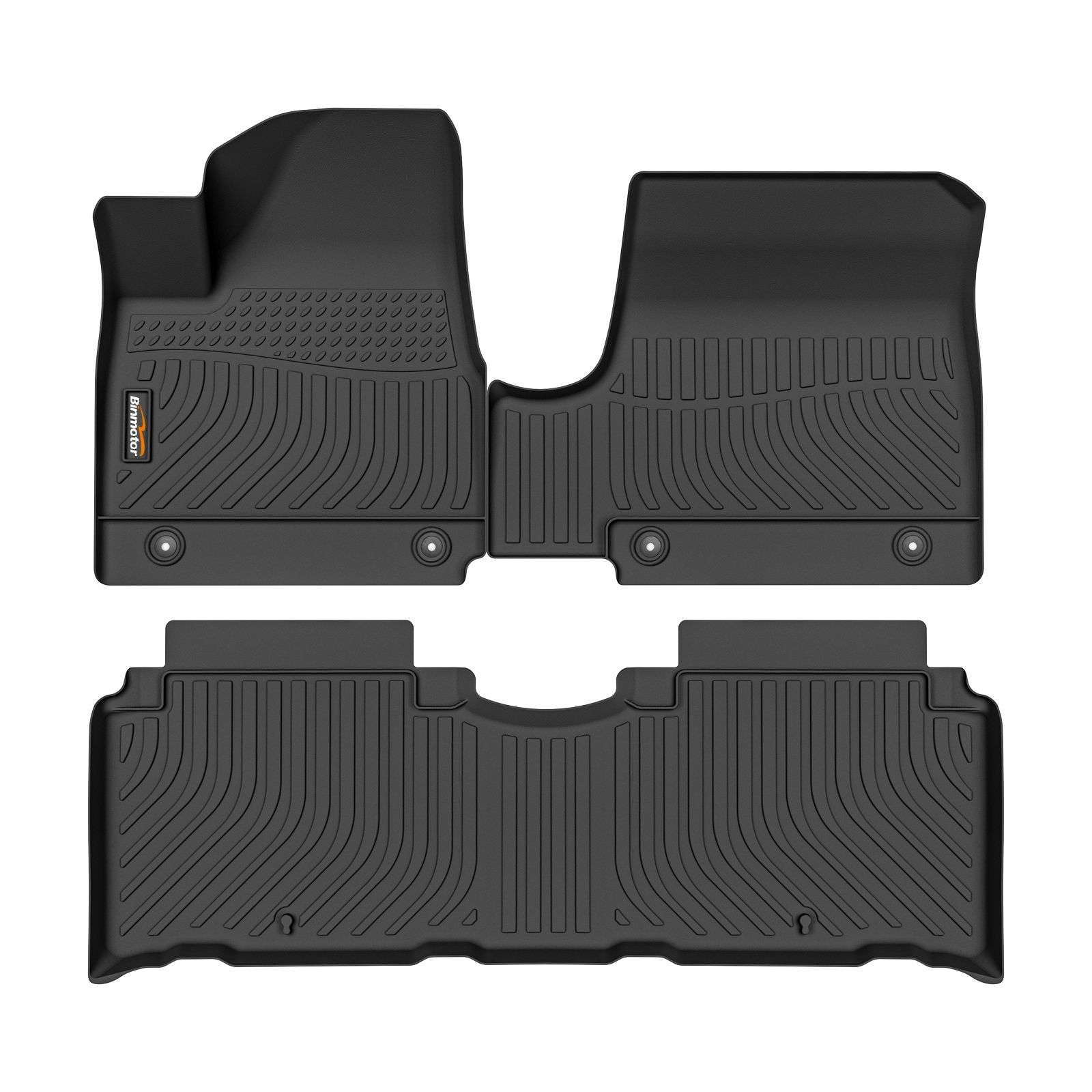 Binmotor-Floor Mats All Weather Floor Mats for Hyundai Ioniq 5 Unmovable Console(Fixed Center Console), 1st & 2nd Row Full Set, Heavy Duty Car Floor Liners-Black IONIQ 5 Accessories（compatible year 2022-2024）