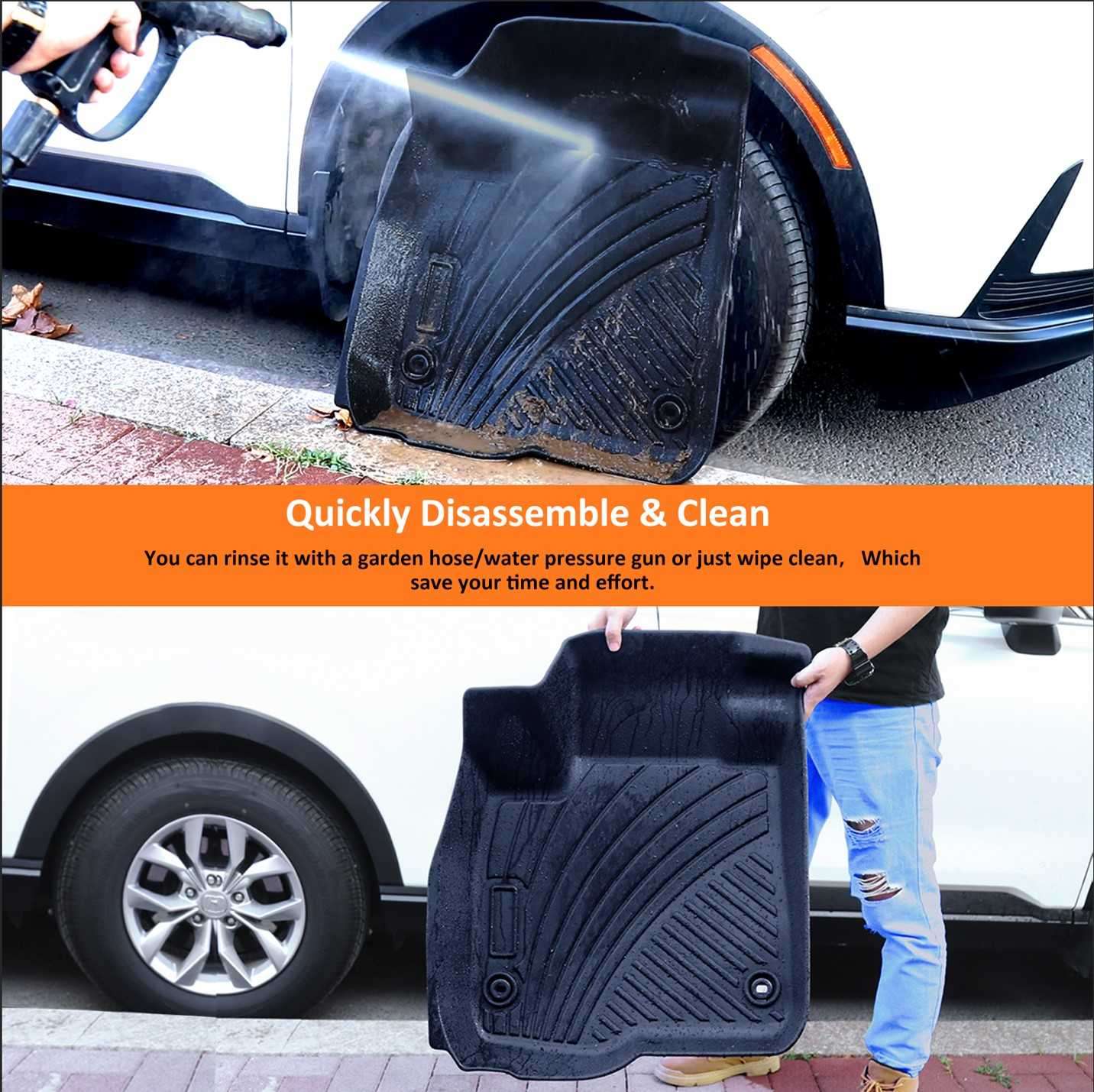 Binmotor-Floor Mats for KIA Sorento Not for Hybrid, 1st & 2nd & 3rd Row Full Set, Heavy Duty Car Floor Liners-Black Sorento Accessories（compatible year 2021-2024）