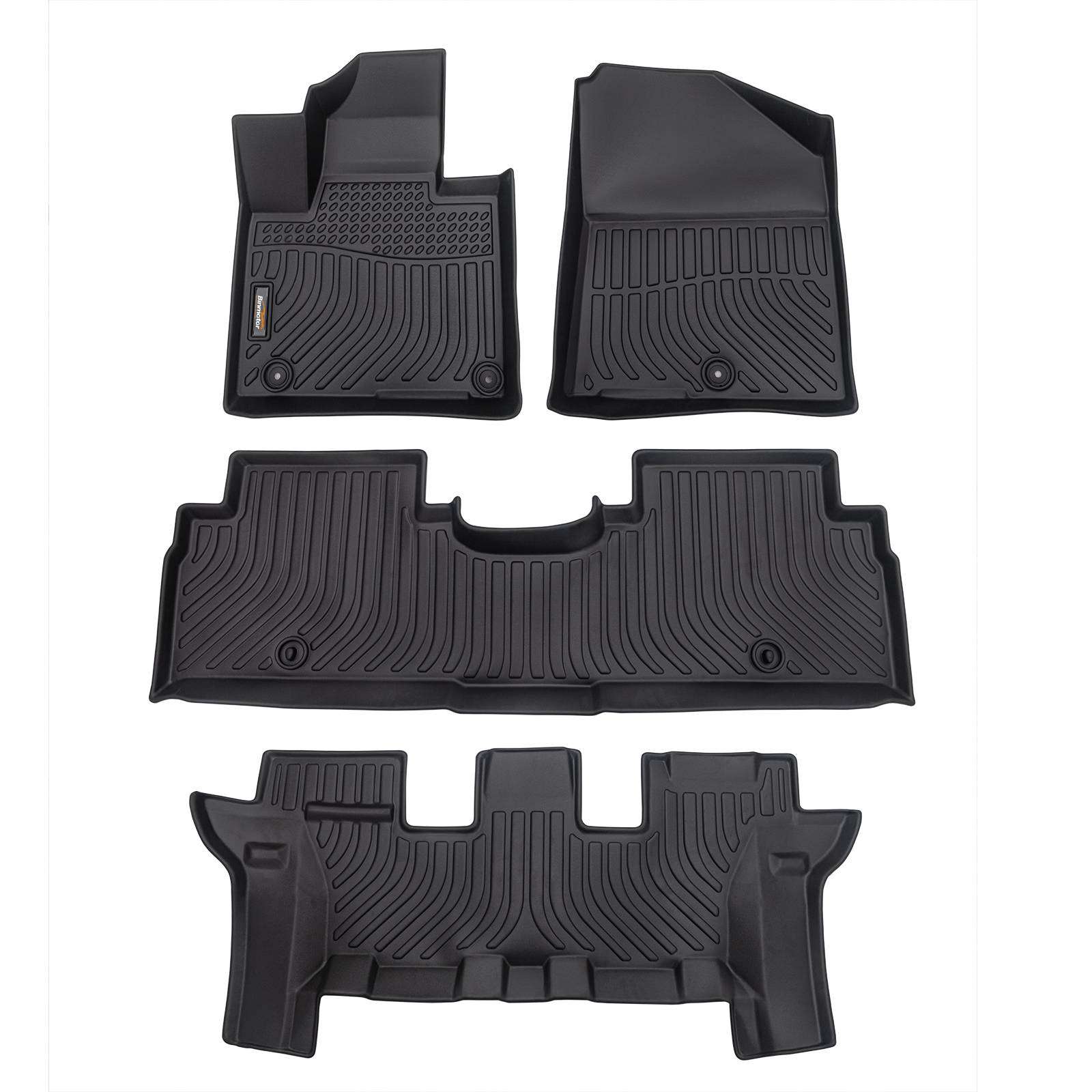 Binmotor-Floor Mats for Kia Sorento 6/7 passenger Waterproof Car Mats All Weather Guard Heavy Duty TPE Automotive Floor Liners 1st, 2nd, and 3rd Row Accessories - Black（compatible year 2016-2020）