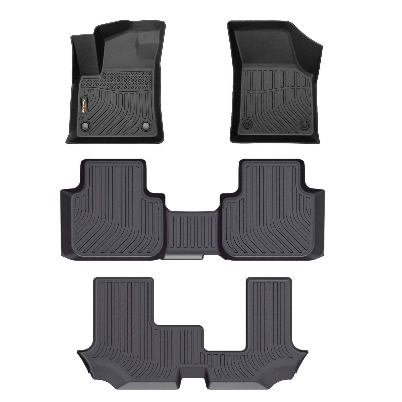 Binmotor-Floor Mats All Weather Custom Floor Mats for Volkswagen Atlas(7 Passenger Bench Seating), 3 Rows Full Set Car Mats TPE Material, Heavy Duty Car Floor Liners Guard Black Automotive Accessories（compatible year 2018-2023）