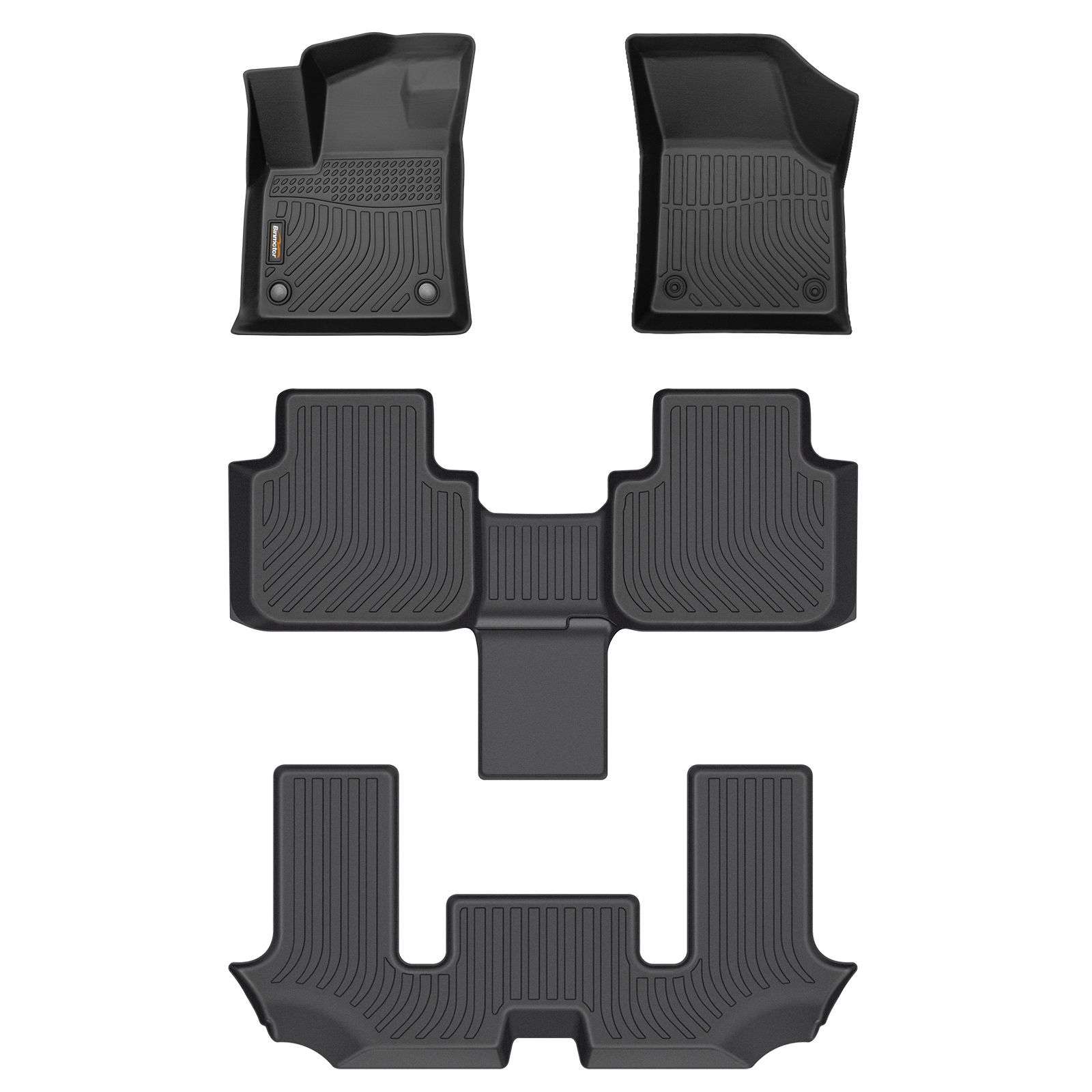 Binmotor-Floor Mats All Weather Custom Floor Mats for Volkswagen atlas(6 passenger bucket seating), 3 Rows Full Set Car Mats TPE Material, Heavy Duty Car Floor Liners Guard Black Automotive Accessories（compatible year 2018-2024）