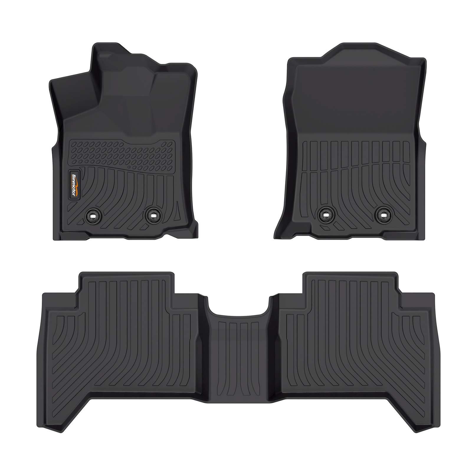 Binmotor-Floor Mats for All Weather TPE Floor Mats Custom Fit for Toyota Tacoma丨Double Cab Only Waterproof Car Floor Liners Front & Rear Row Full Set Black Tacoma Accessories（compatible year 2018-2023）