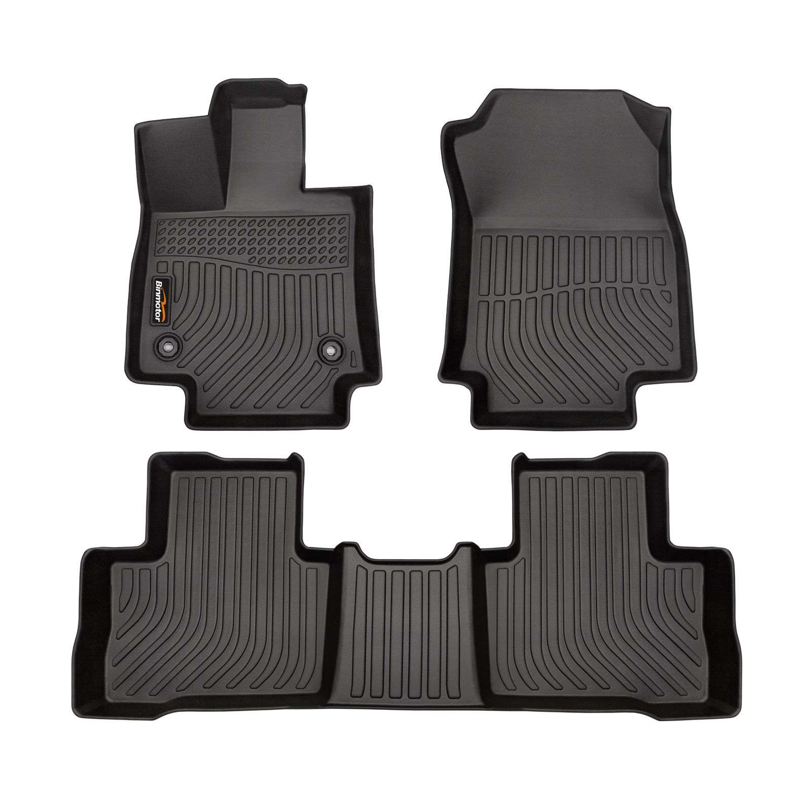 Binmotor-Floor Mats for Toyota RAV4 Hybrid Models - Custom Car Mats - Maximum Coverage, All Weather, Laser Measured - This Full Set Includes 1st and 2nd Rows Black（compatible year 2019-2024）