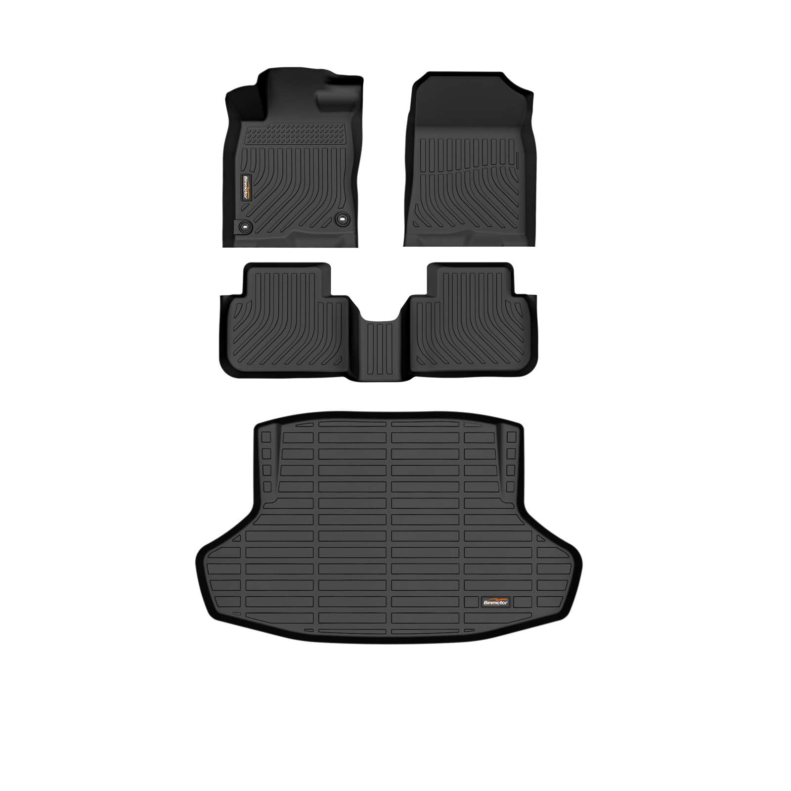 Binmotor-Floor Mats & Cargo Liner Set for Honda Civic 2022 2023 2024(Civic Sedan Only, Not for Hatchback) 丨2nd Row with USB Ports丨All Weather Car Floor Mats TPE Rubber, Car Accessories Floor Liners （compatible year 2022-2024）