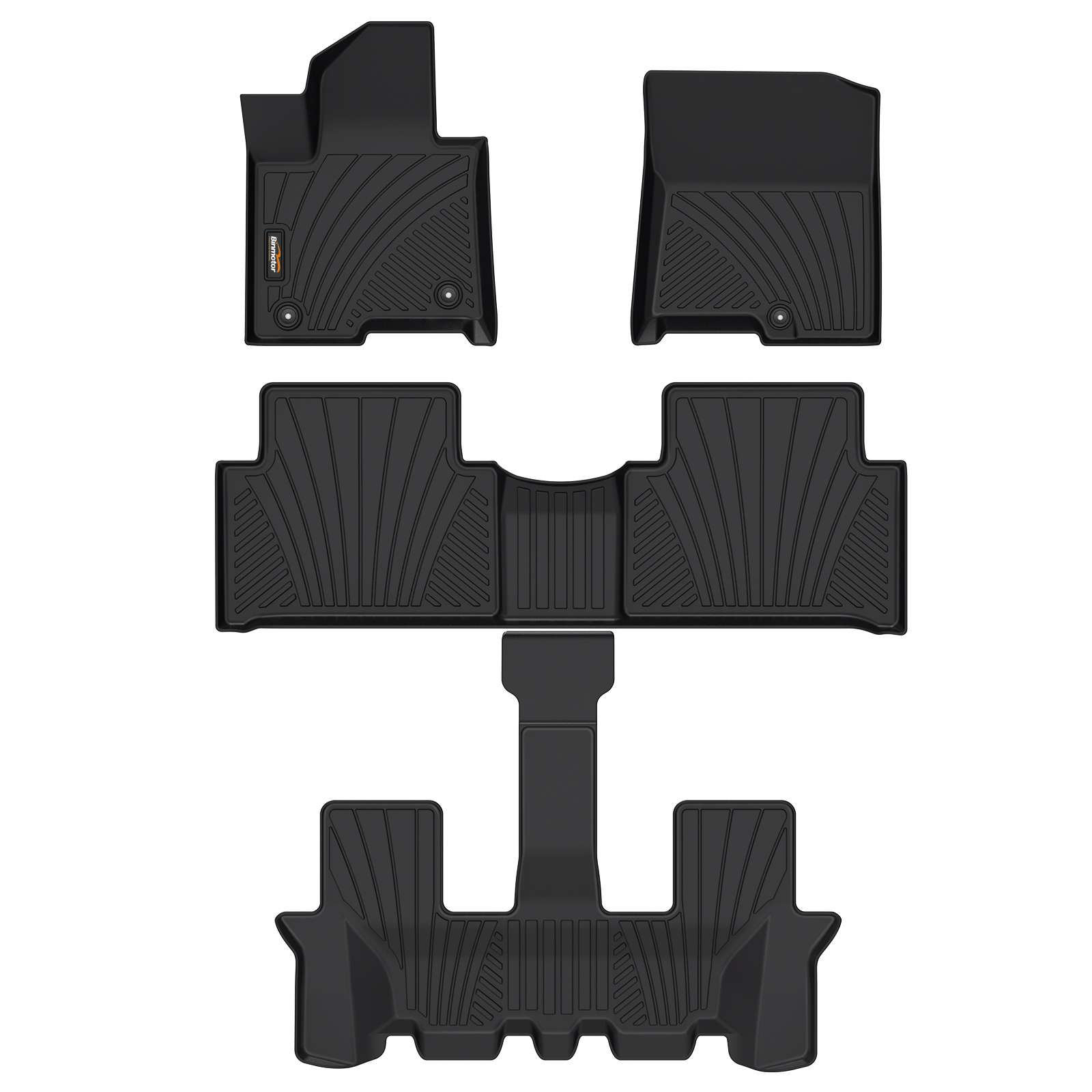 Binmotor-Floor Mats for Kia Sorento Hybrid (PHEV & HEV), 1st & 2nd & 3rd Row Full Set, Heavy Duty Car Floor Liners- Accessories（compatible year 2021-2024）