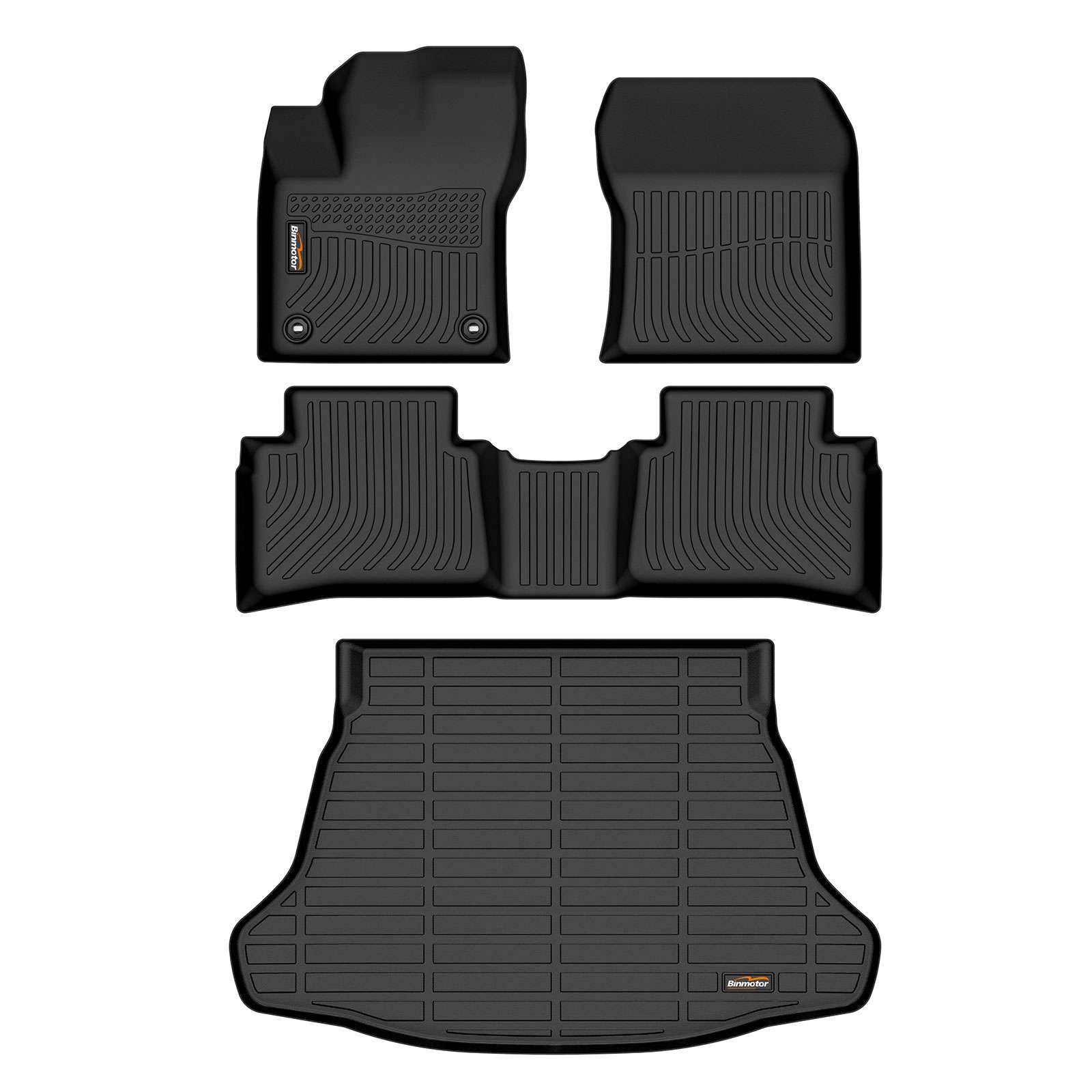 Binmotor-Floor Mats & Cargo Liner Set for Toyota Prius Floor Mat and Cargo Liner Set for Prius,1st & 2nd Row Full Set, Heavy Duty Car Floor Liners-Black Prius Accessories（compatible year 2016-2022）