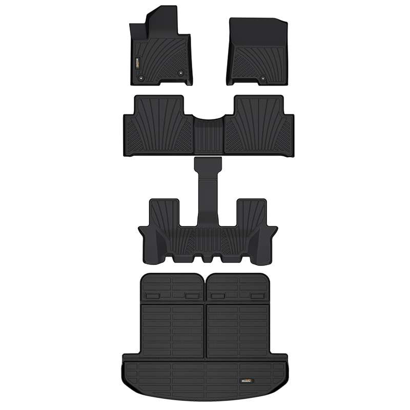 Binmotor-Floor Mats & Cargo Liner Set for Kia Sorento Not for Hybrid, 1st & 2nd & 3rd Row Full Set, Heavy Duty Car Floor Liners （compatible year 2021-2024）