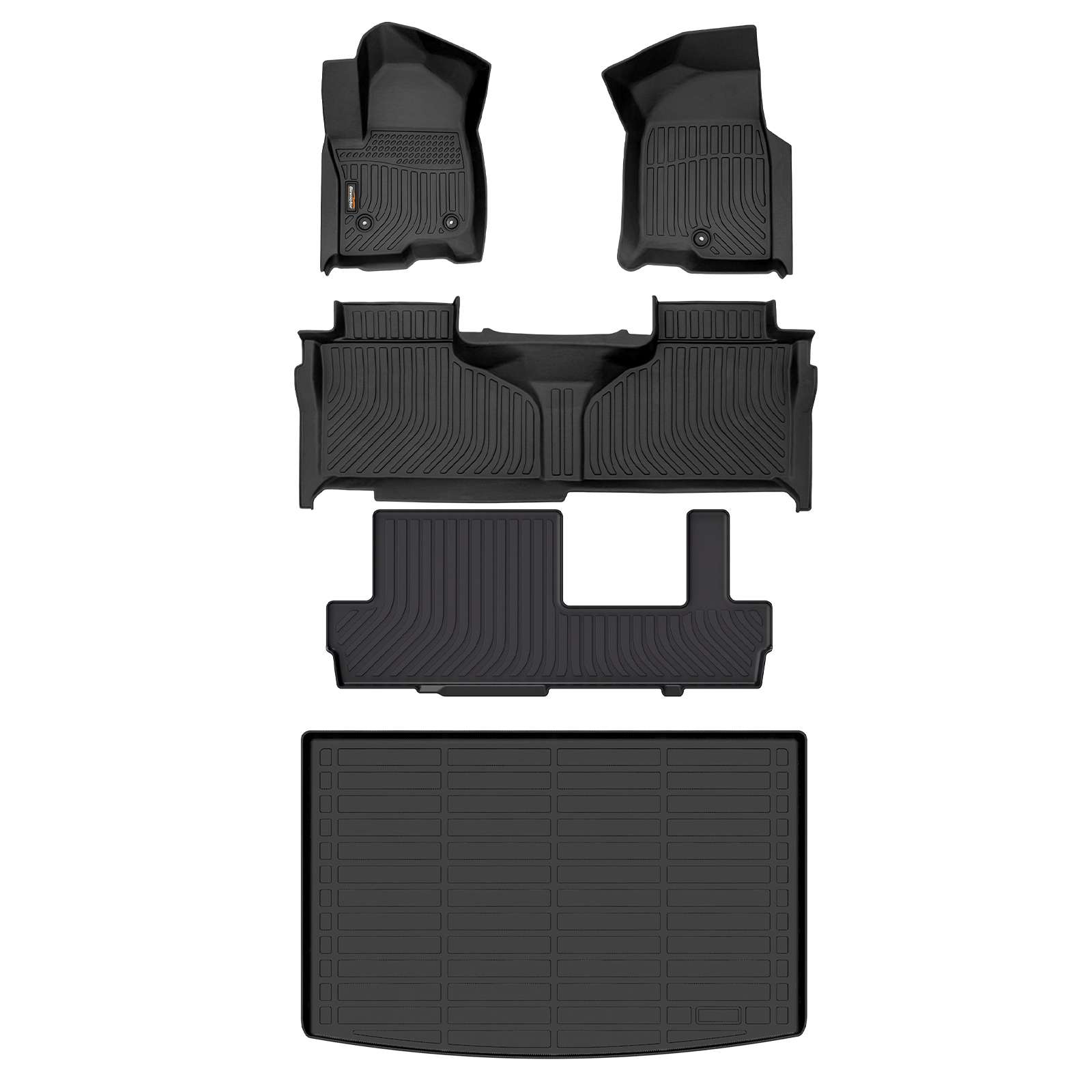 Binmotor-Floor Mats & Cargo Liner for Chevrolet Suburban, All Weather Cargo Mat for Chevrolet Suburban, Waterproof TPE Trunk Mat, All Weather Floor Mats for Chevrolet Suburban（compatible year 2021-2024）