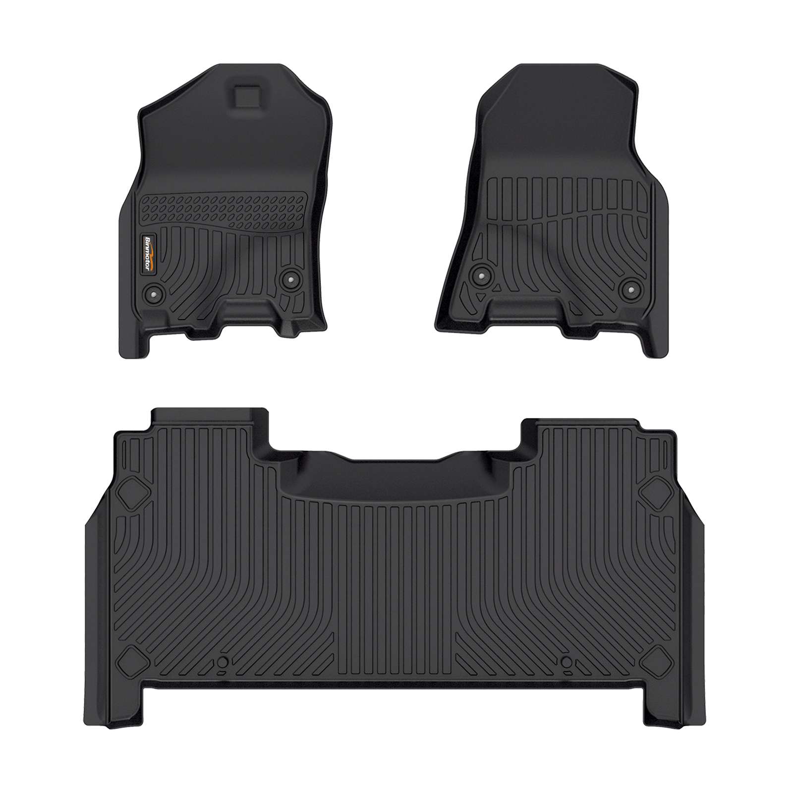 Binmotor-Floor Mats All Weather Floor Mats for Dodge Ram 1500/2500/3500, 1st & 2nd Row Full Set, Heavy Duty Car Floor Liners-Black Accessories（compatible year 2019-2024）