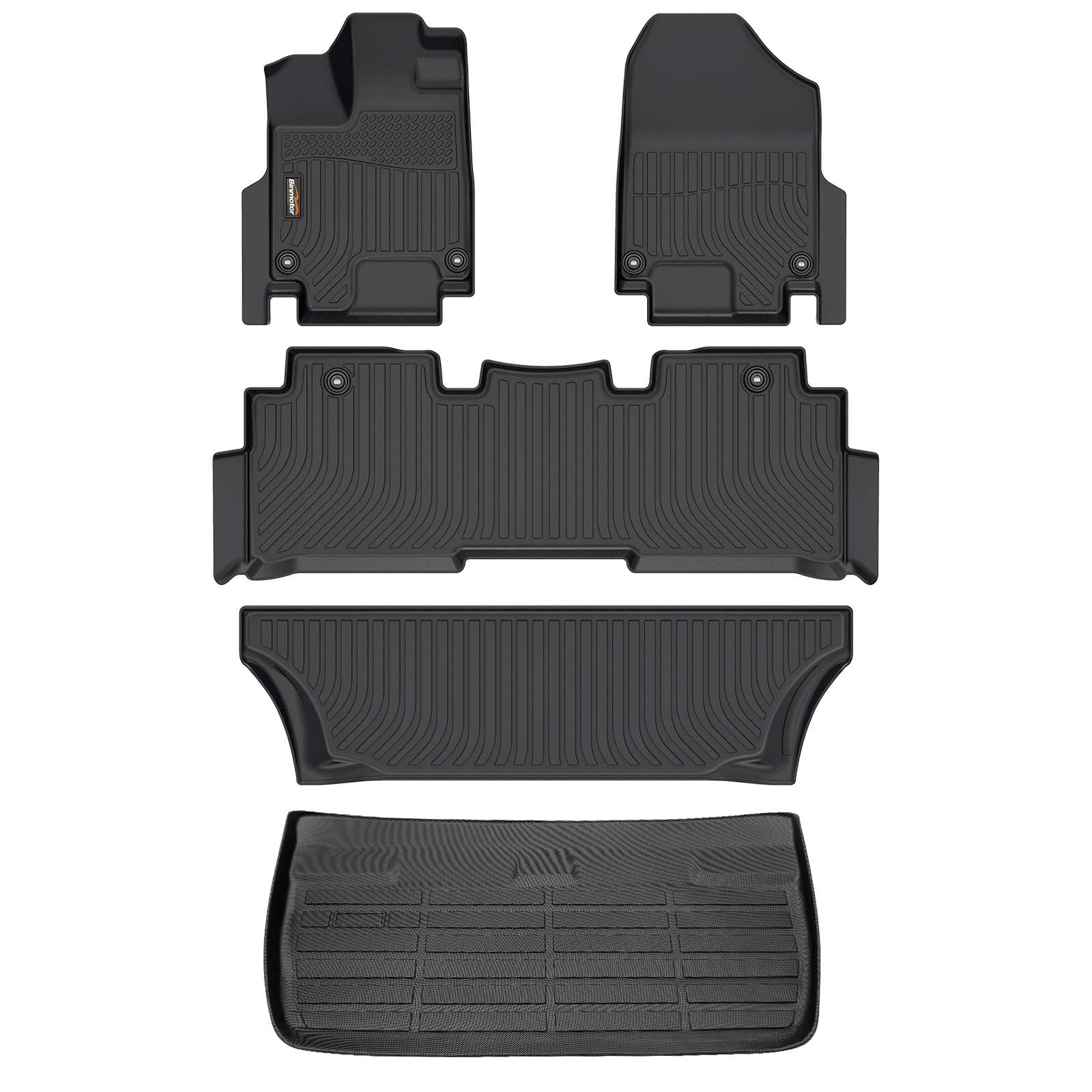 Binmotor- Floor Mats & Cargo Liner Set for Honda Odyssey丨1st & 2nd Row & Rear Cargo Mat|TPE All Weather Protection Car Mats for Honda Odyssey | Custom for Honda Odyssey Floor Liners(compatible year 2018-2024)