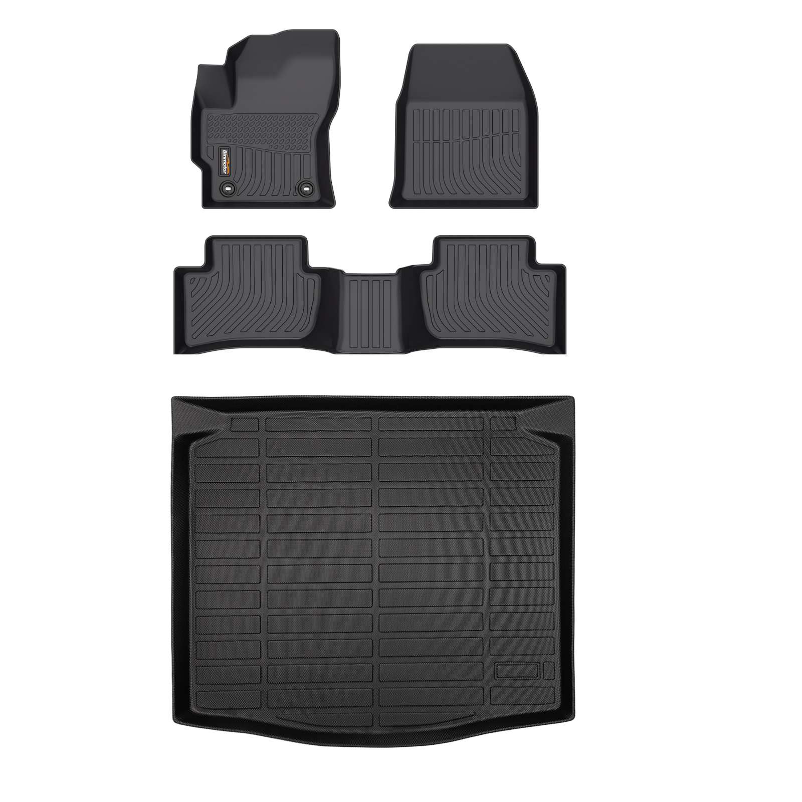 Binmotor-Floor Mats & Cargo Liner Set for Toyota Corolla Cross AWD，Front & 2nd Row & Cargo Mat Set for Toyota Corolla Cross AWD, TPE All Weather Car Floor Mat for Toyota Corolla Cross AWD（compatible year 2021-2024）