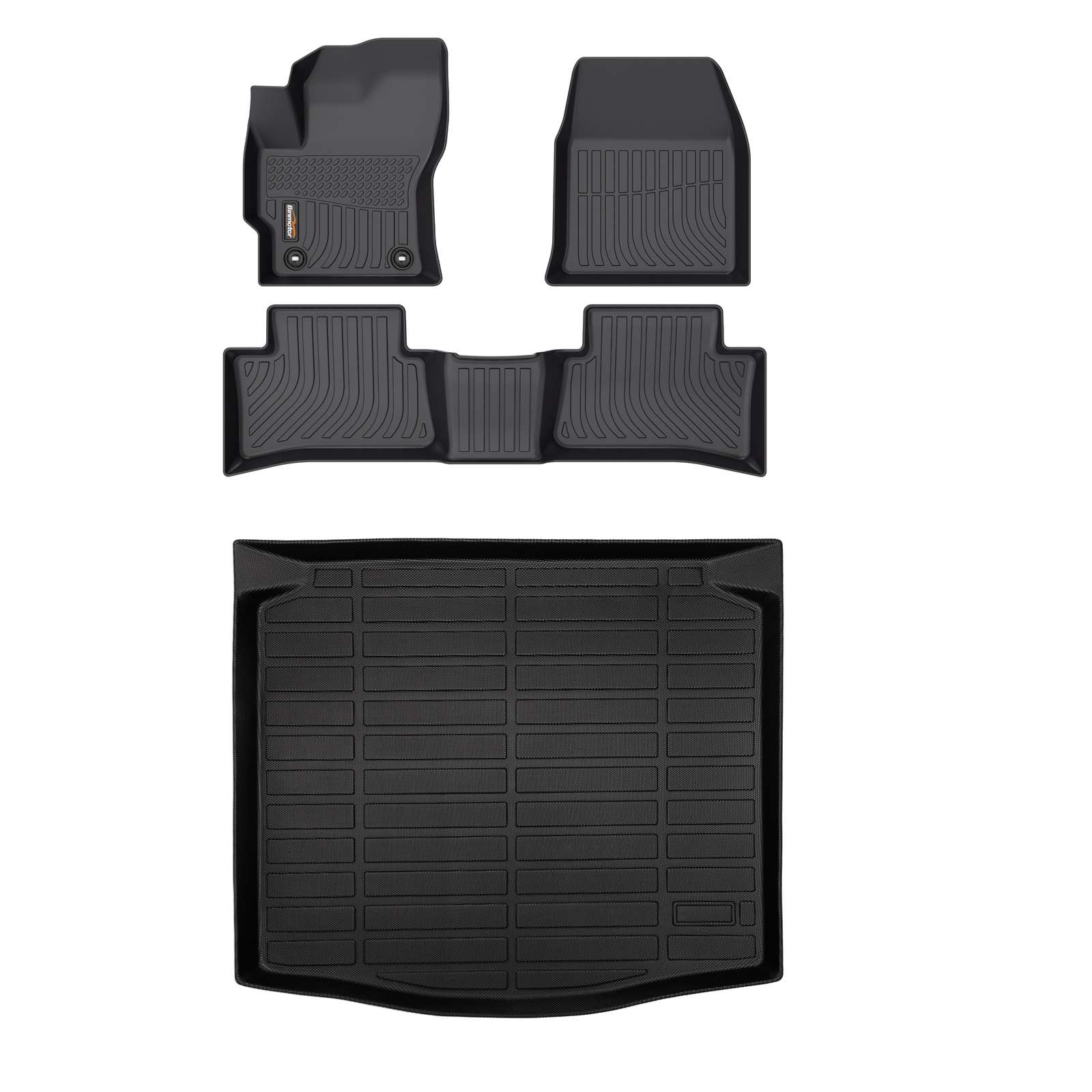 Binmotor-Floor Mats & Cargo Liner Set for Toyota Corolla Cross  FWD，Front & 2nd Row & Cargo Mat Set for Toyota Corolla Cross FWD, TPE All Weather Car Floor Mat for Toyota Corolla Cross FWD（compatible year 2021-2024）