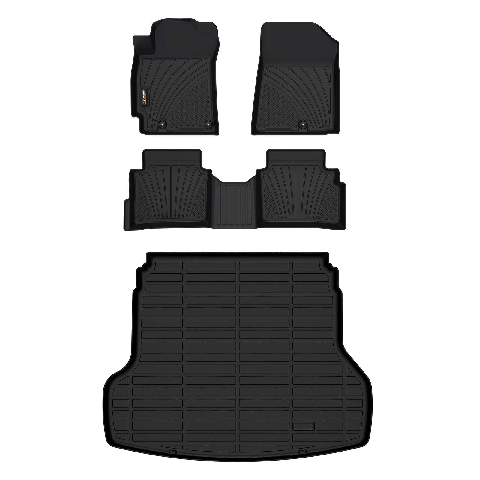 Binmotor-Floor Mats & Cargo Liner Set for Kia Forte All Weather TPE Automotive Trunk Mat Accessories - Black（compatible year 2019-2024）