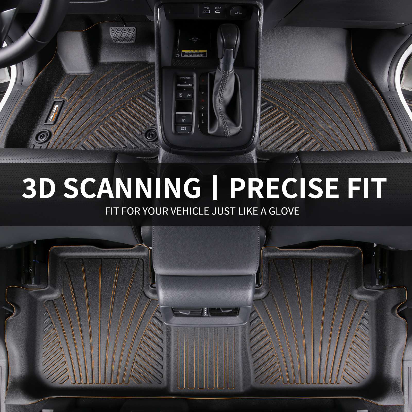 Binmotor-Floor Mats for Chevrolet Equinox All Weather Protection TPE Heavy Duty Non-Slip Automotive Floor Liners Fits Front& 2nd Row Full Set Accessories, Black （compatible year 2018-2024 ）