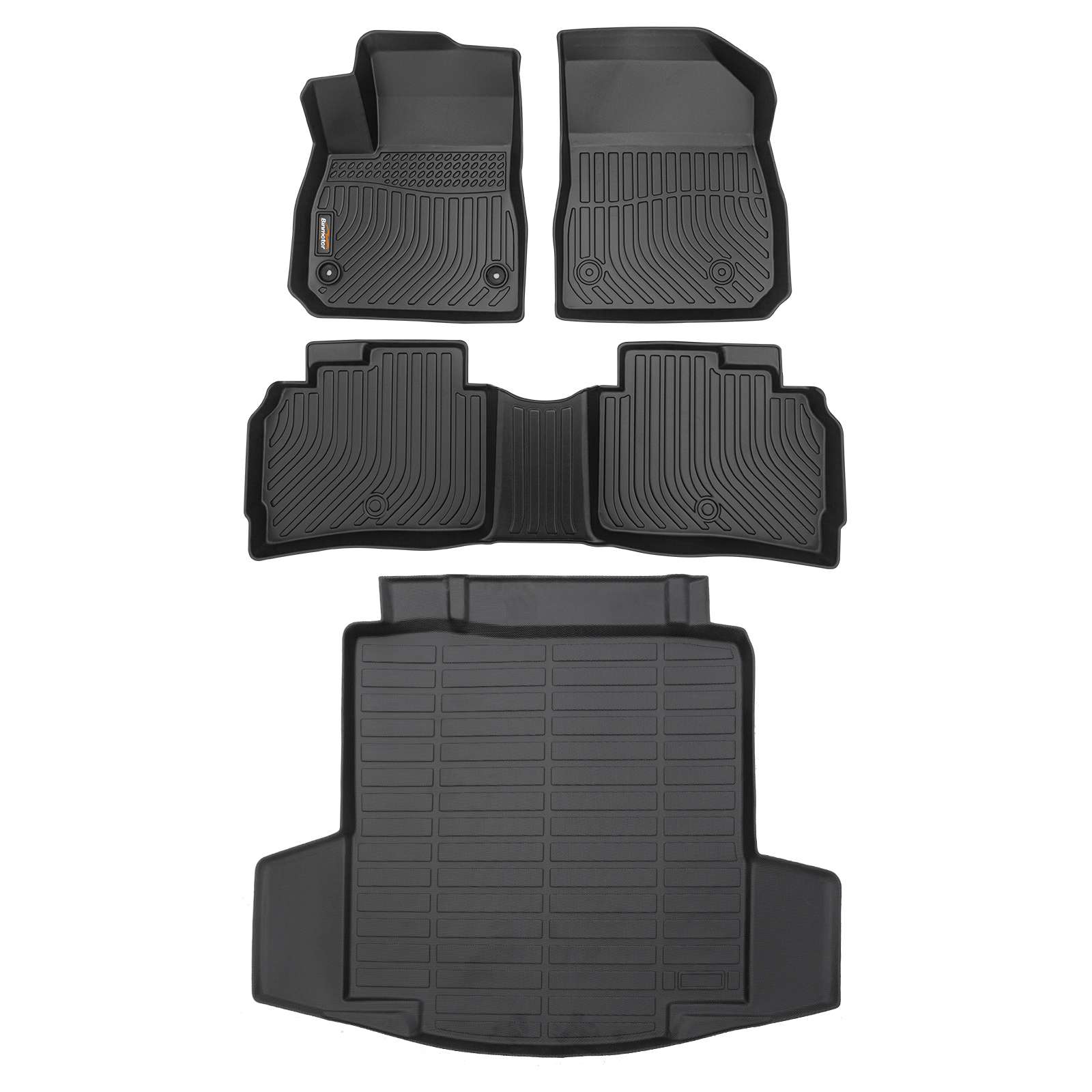 Binmotor-Floor Mats & Cargo Liner Set Fit for Chevy Malibu All Weather Protection TPE Anti-Slip Automotive Full Set Floor Liners Custom chevy/Chevrolet Malibu Accessories - Black（compatible year 2016-2024）