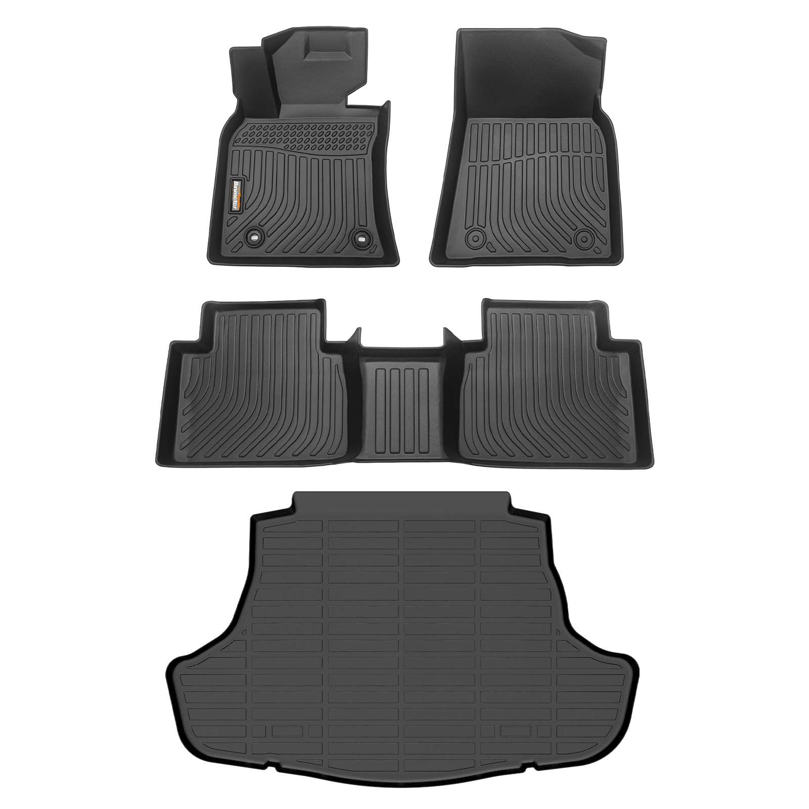 Binmotor-Floor Mats & Cargo Liner Set for Camry Hybird, Floor Liners & Cargo Mat，All Weather Car Floor Mat for Camry Hybird Accessories Liner, Rubber Mats TPE for Toyota Camry Hy Trunk Liner Trunk Mat(compatible year 2018-2024)