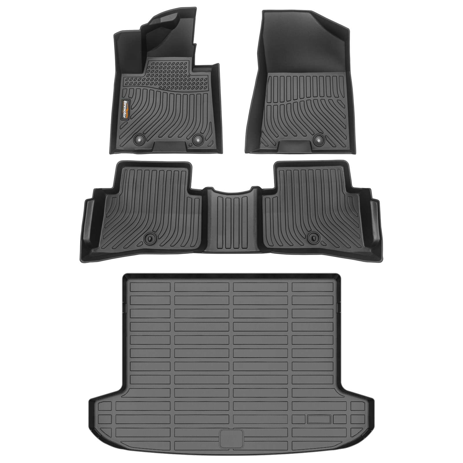 Binmotor-Floor Mats & Cargo Liner Set for Hyundai Tucson，Front & 2nd Row & Cargo Mat Set for Hyundai Tucson, All Weather Car Floor Mat for Hyundai Tucson Accessories(compatible year 2019-2021)