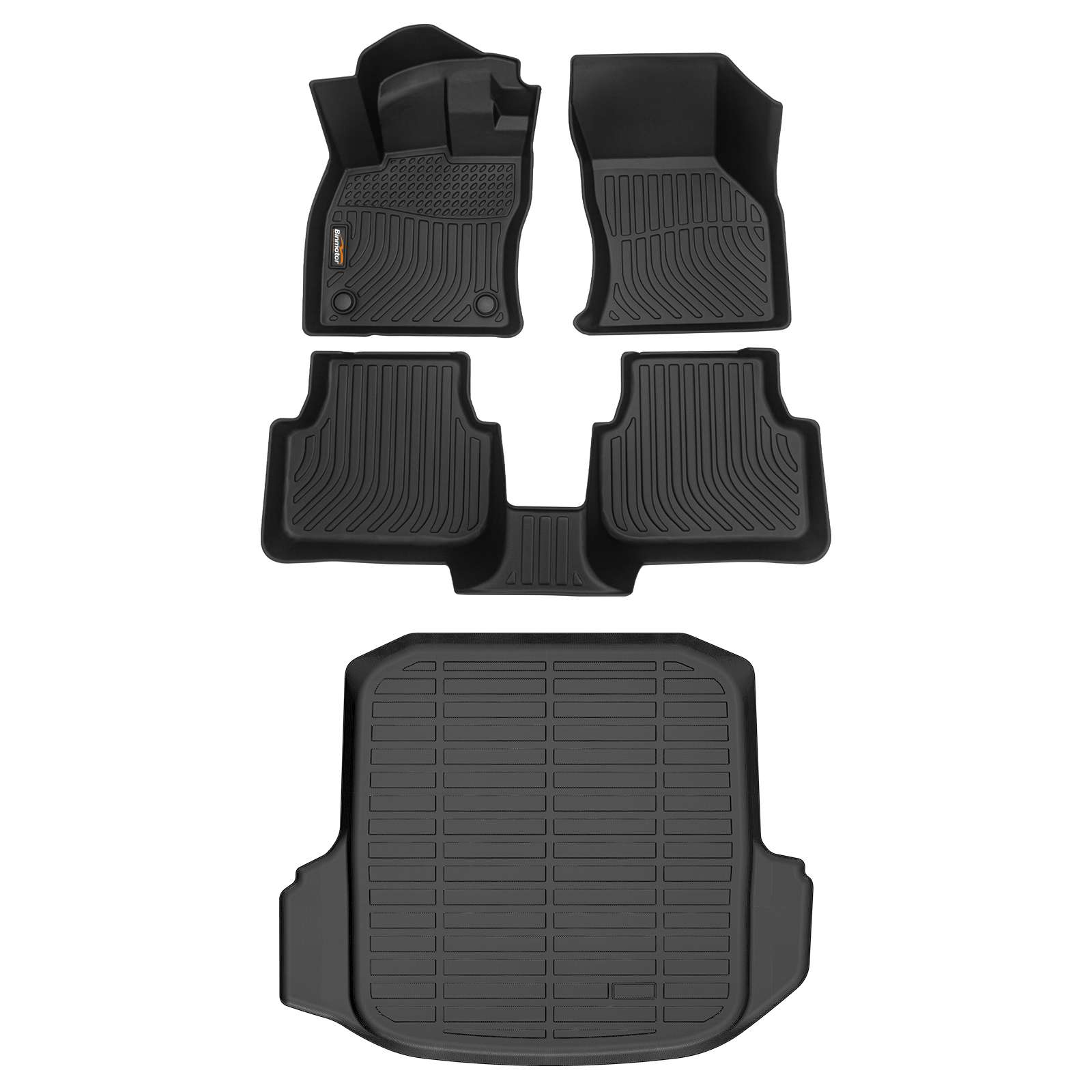 Binmotor-Floor Mats & Cargo Liner Set Custom for Volkswagen VW Jetta丨TPE All Weather Protection Anti-Slip Automotive Floor Liners丨Full Set Automobile mats Accessories, Black(compatible year 2019-2024)