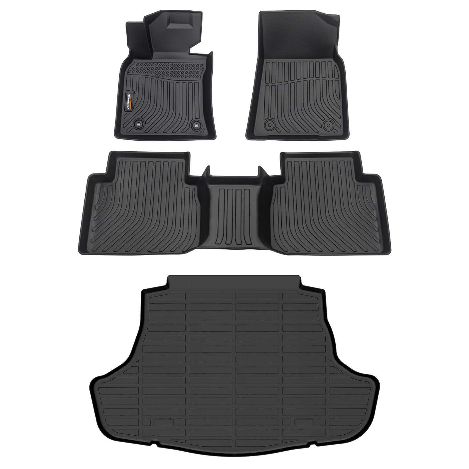 Binmotor-Floor Mats & Cargo Liner Set for Camry, Floor Liners & Cargo Mat，All Weather Car Floor Mat for Camry Accessories Liner, Rubber Mats TPE for Toyota Camry Trunk Liner Trunk Mat(compatible year 2018-2024)