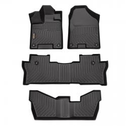 Binmotor-Floor Mats All Weather Floor Mats for Honda Pilot 8 Passenger, 1st & 2nd & 3rd Row Full Set, Heavy Duty Car Floor Liners-Black（compatible year 2016-2022）