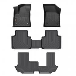 Binmotor-Floor Mats All Weather Custom Floor Mats for Volkswagen Atlas(7 Passenger Bench Seating), 3 Rows Full Set Car Mats TPE Material, Heavy Duty Car Floor Liners Guard Black Automotive Accessories（compatible year 2018-2023）