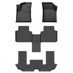 Binmotor-Floor Mats All Weather Custom Floor Mats for Volkswagen atlas(6 passenger bucket seating), 3 Rows Full Set Car Mats TPE Material, Heavy Duty Car Floor Liners Guard Black Automotive Accessories（compatible year 2018-2024）