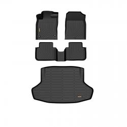 Binmotor-Floor Mats & Cargo Liner Set for Honda Civic 2022 2023 2024(Civic Sedan Only, Not for Hatchback) 丨2nd Row with USB Ports丨All Weather Car Floor Mats TPE Rubber, Car Accessories Floor Liners （compatible year 2022-2024）