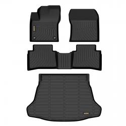Binmotor-Floor Mats & Cargo Liner Set for Toyota Prius Floor Mat and Cargo Liner Set for Prius,1st & 2nd Row Full Set, Heavy Duty Car Floor Liners-Black Prius Accessories（compatible year 2016-2022）