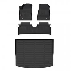 Binmotor-Custom Floor Mats & Cargo Liner for Kia Niro EV , Front & 2nd Row & Cargo Liner Set, TPE All Weather Guard-Black Kia Niro EV Car Mats Trunk Mat Liners Accessories（compatible year 2023）