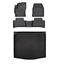 Binmotor-Floor Mats & Cargo Liner Set for Toyota Corolla Cross  FWD，Front & 2nd Row & Cargo Mat Set for Toyota Corolla Cross FWD, TPE All Weather Car Floor Mat for Toyota Corolla Cross FWD（compatible year 2021-2024）