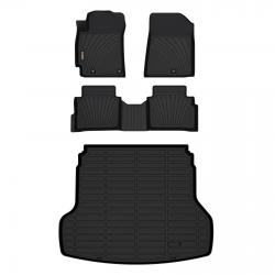 Binmotor-Floor Mats & Cargo Liner Set for Kia Forte All Weather TPE Automotive Trunk Mat Accessories - Black（compatible year 2019-2024）